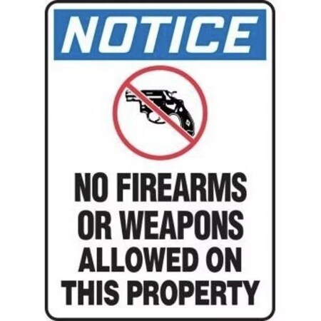 Accuform OSHA NOTICE SAFETY SIGN NO FIREARMS MACC814VP MACC814VP